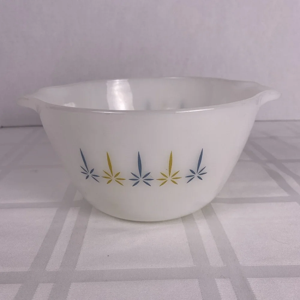 Anchor Hocking Fire King Candle Glow 2 Handle Mixing Bowl Serving Dish 7